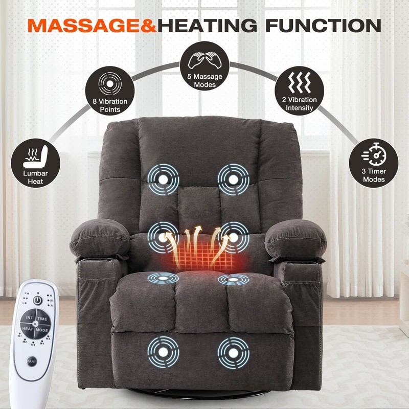 8-Points Massage Recliner Chair W/ Heated Rocking Function Adults,Oversized gallery