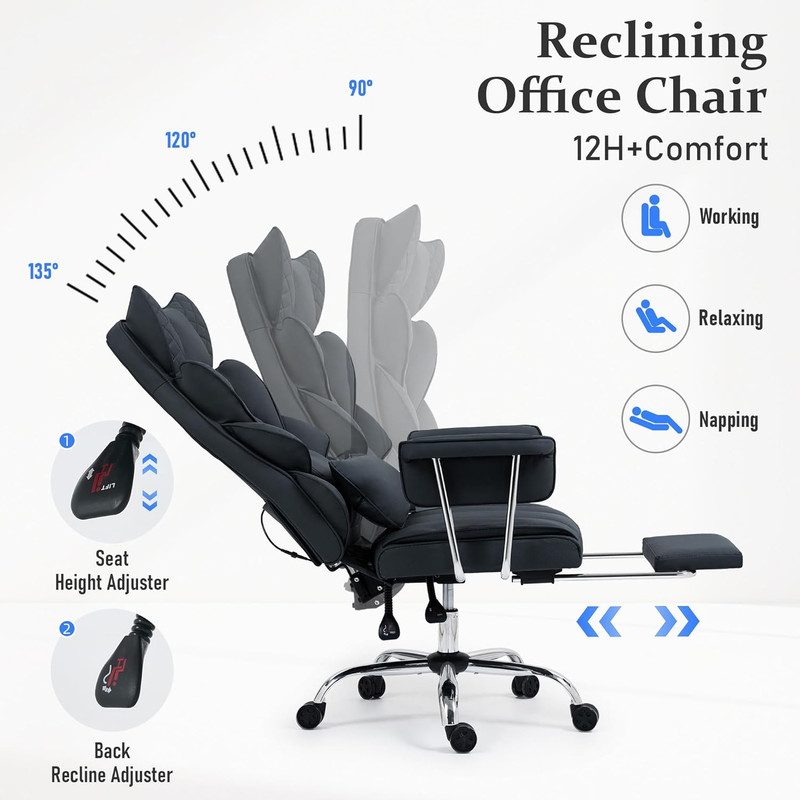 DYHOME 500 Lbs Reclining Massage Office Chair with Foot Rest, Kneading Massage H gallery