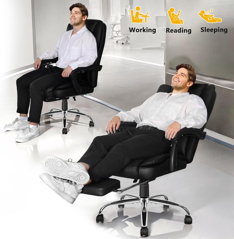6-Point Massage Office Chair, Big and Tall PU Leather Ergonomic Heating Executiv gallery