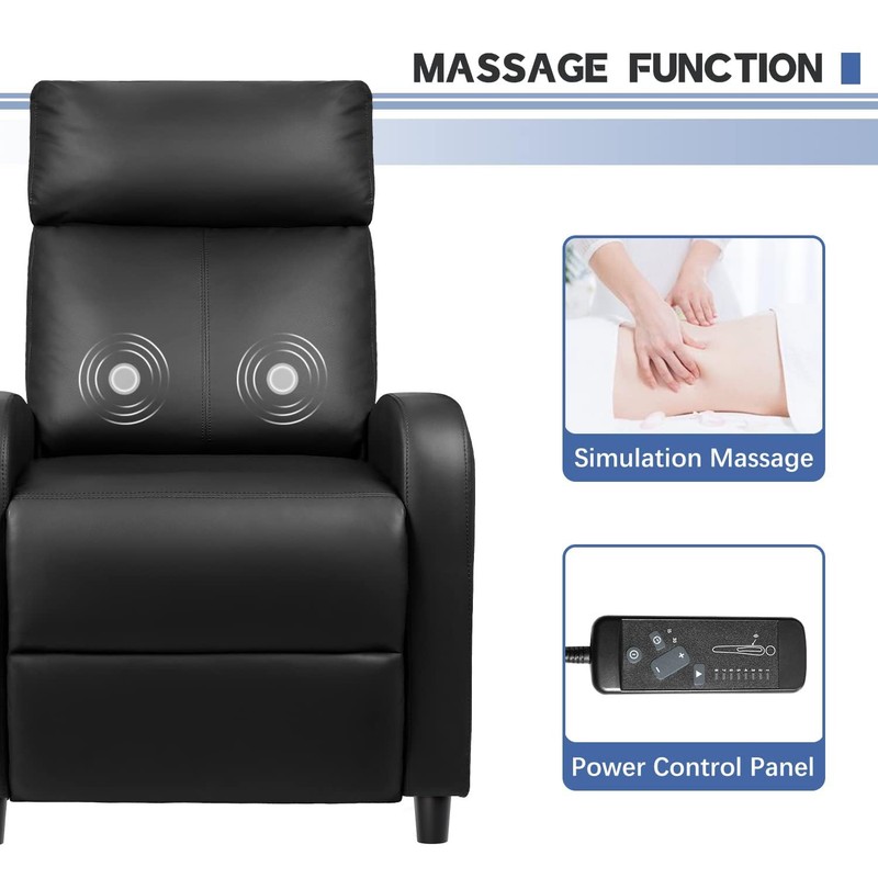 Furniwell Massage Recliner Chair for Living 29.2D x 19.9W x 38.7H in, Black gallery