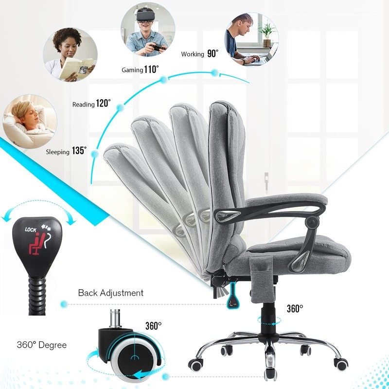 Massage Office Chair with Heat, 7 Point Massage, Reclining Executive Chair Grey gallery