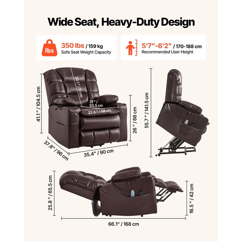 Uimoso Power Lift Recliner PU Leather Chair with Heating Massage Triple-Motor gallery