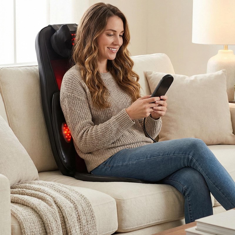 Massage Cushion for Chair Electric Adjustable Heat Intensity Remote Control