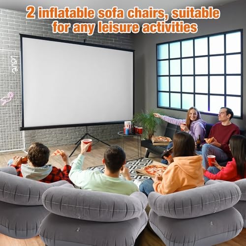 Pcs Inflatable Lounge Chair Deck Chair Lazy Sofa, Blow Up, Folding, 2 Dark Grey gallery