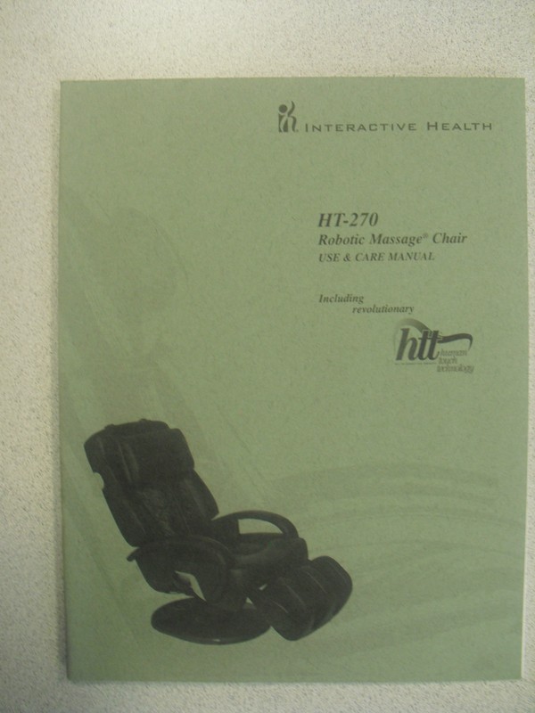Human Touch HT-270 Massage Chair Recliner Instruction Manual (Part #2H270133)