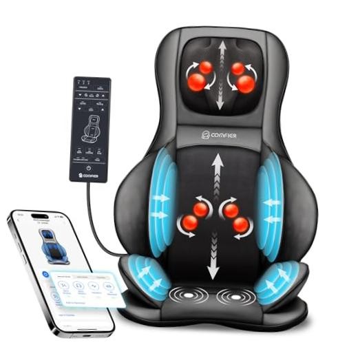Shiatsu Neck Back Massager with Heat,2D/3D Massage Chair Pad Jet Black-app