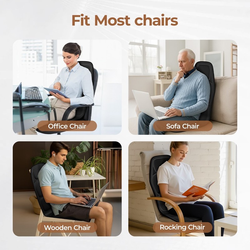 Massage Chair Pad w/ Heat 7 Vibration Motors Seat Cushion Home Office Massage gallery