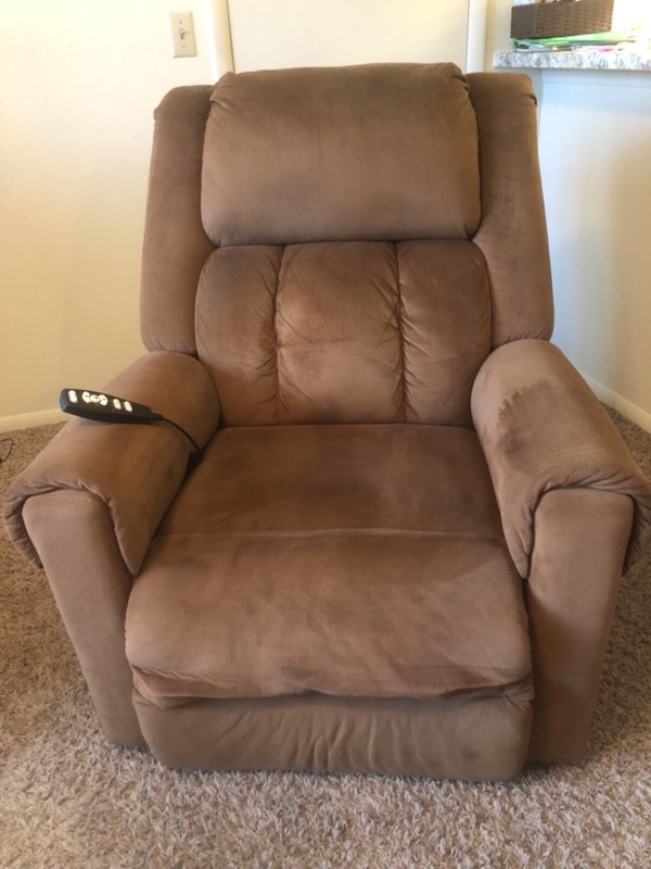 Power Lift Recliner Chair with massage. Brown microsuede.  