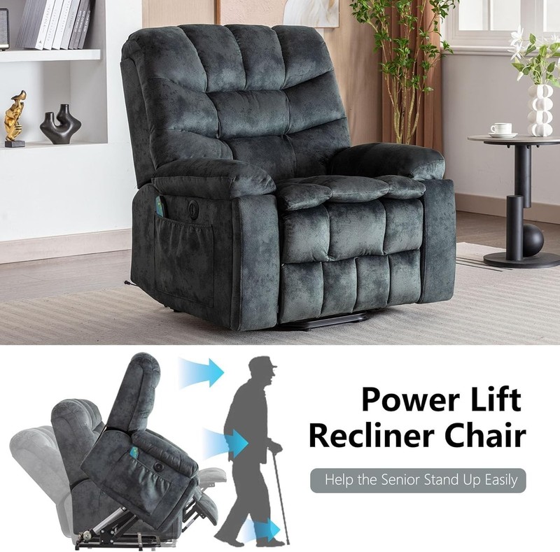 CANMOV Large Power Lift Recliner with Massage and Heat for Elderly, Heavy Duty gallery