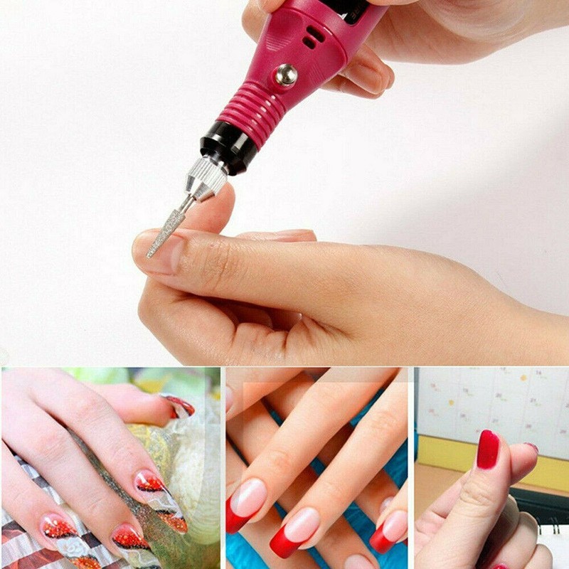 Electric Nail Drill Bits, Portable for Home Travel (Pink) gallery