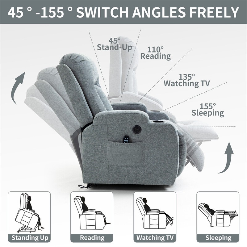 Power Lift Recliner Chair for Elderly w/8-Point Vibration Massage&Lumbar Heating gallery
