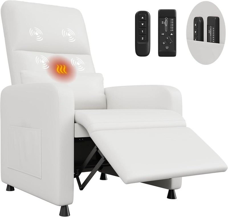 Power Recliner Chair with Massage & Heat,PU Leather with USB Port & Side Pockets gallery