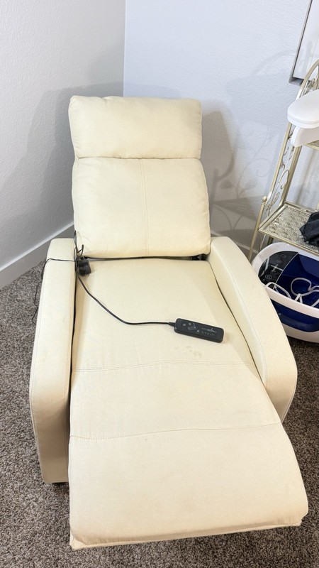 Beige Faux Leather Electric Massage Recliner Chair w/ Wired Remote, Solid gallery