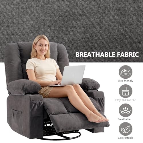 Swivel Rocker Recliner Chair with Vibration Massage and Heat Ergonomic Lounge gallery