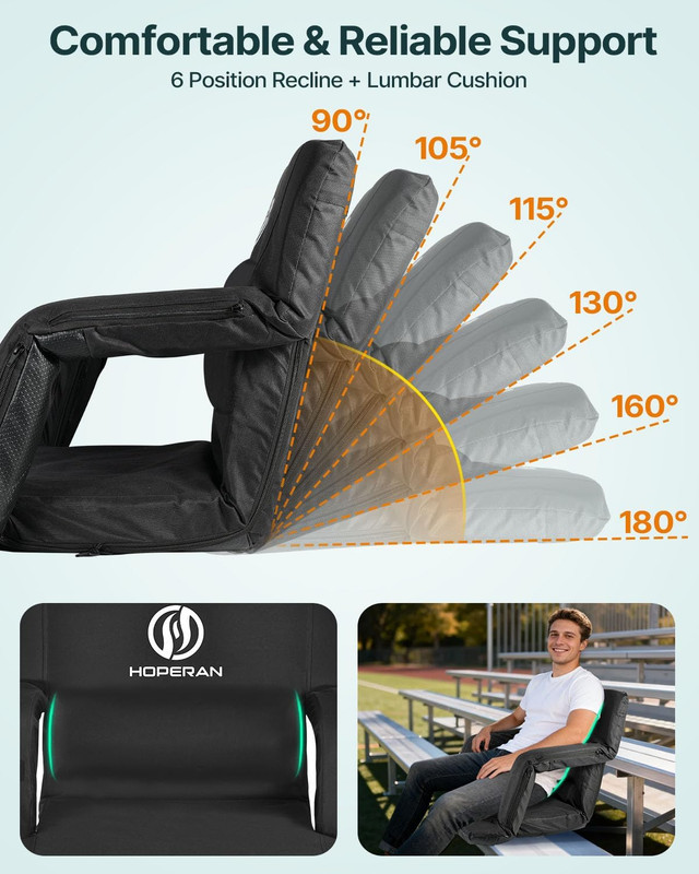HOPERAN Massage Heated Stadium Seats for Bleachers with Back Support & Lumbar Pi gallery