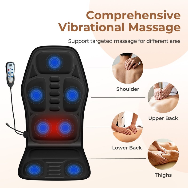 Massage Chair Pad w/ Heat 7 Vibration Motors Seat Cushion Home Office Massage gallery