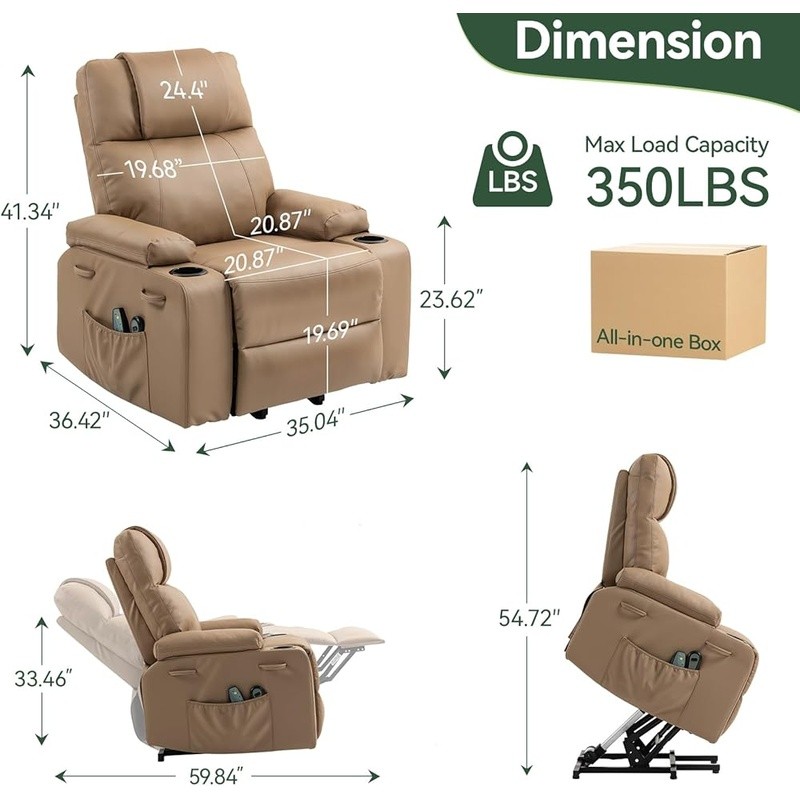 Power Lift Recliner Chair Heated Massage W/ Remote Seniors 8-Point Vibration New gallery