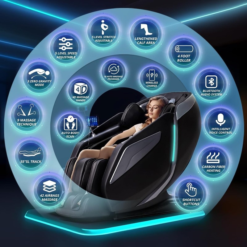 Full Body Zero Gravity Massage Chair with 40 Airbags Black gallery