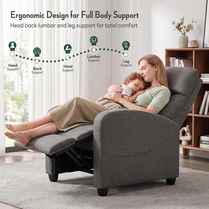 Contemporary Greige Recliner Sofa with Full-Body Massage & Adjustable Footrest gallery