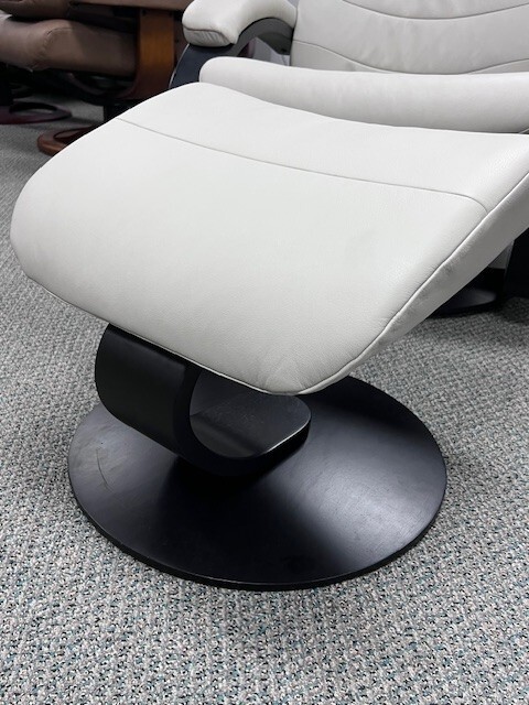 Fjords Trandal Large Recliner Chair + Ottoman, Stark White, Espresso Wood gallery