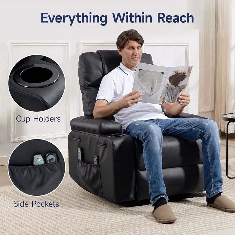 Power Lift Recliner Chair Seniors W/ 8-Point Massage Lumbar Heat Cup Holder New gallery