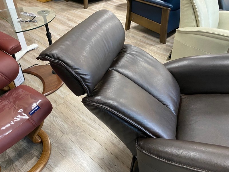 IMG Comfort Duke RM285 Power Swivel Recliner in Sauvage 559 Dark Brown Leather gallery