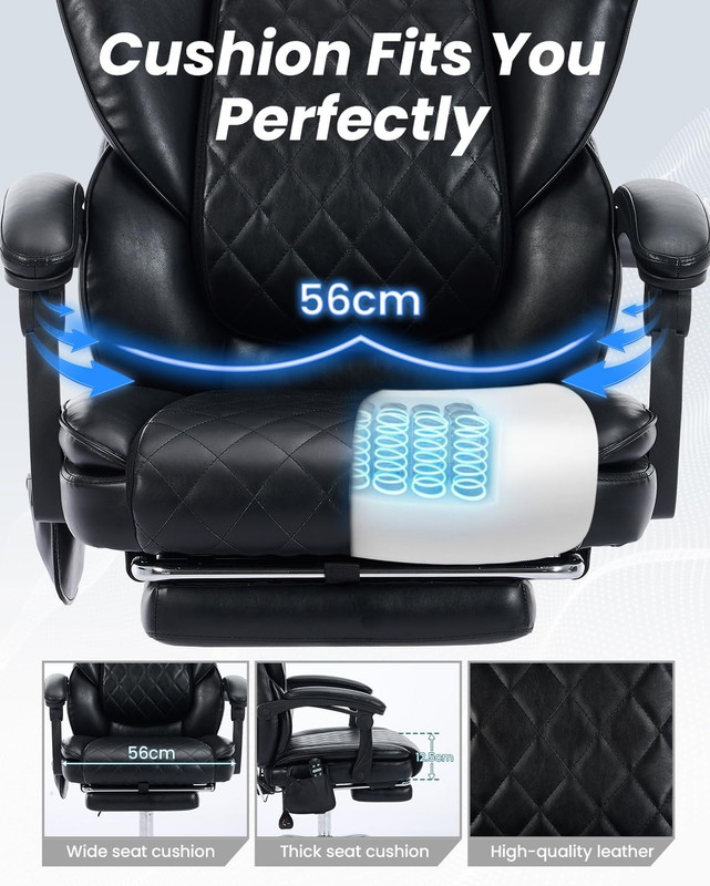 500LBS Massage Office Chair with Foot Rest, 6 Points Vibration and Heat Home Off gallery