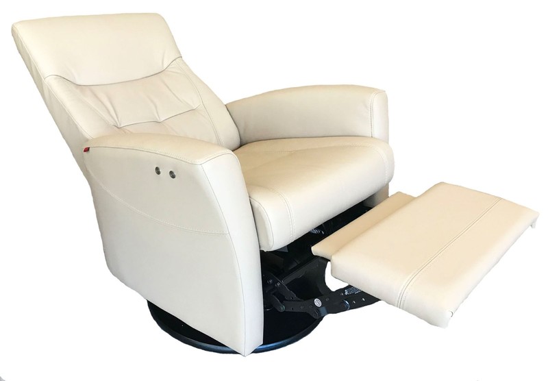 Large Fjords Oslo Swing Relaxer Power Electric Recliner Chair Stone Leather gallery