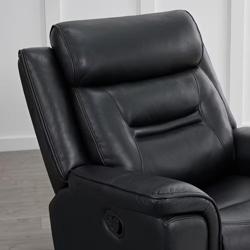 Barnabas Black Leather Swivel Rocker Manual Recliner with Extra Large Footrest f gallery