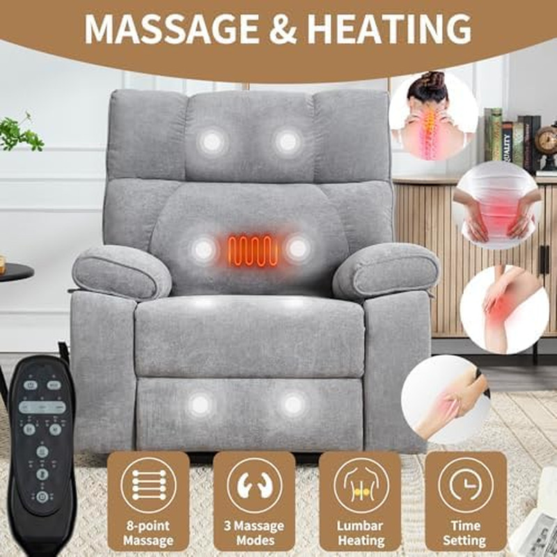 Dual Motor Power Lift Recliner Chair, 8 Positions Vibration Massage Recliner Cha gallery