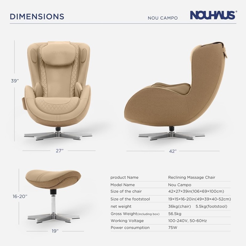 Nouhaus NOU Campo Heated Zero Gravity 3D Massage Chair Full Body Dual Sound gallery