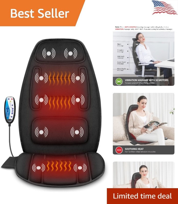 Massage Seat Cushion - Heat, Memory Foam, 10 Motors - Superior Comfort, Massage