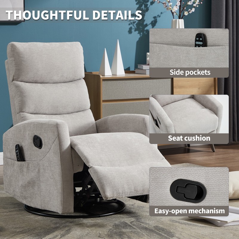Heat Massage Manual Recliner Chair with Rocker and Swivel gallery