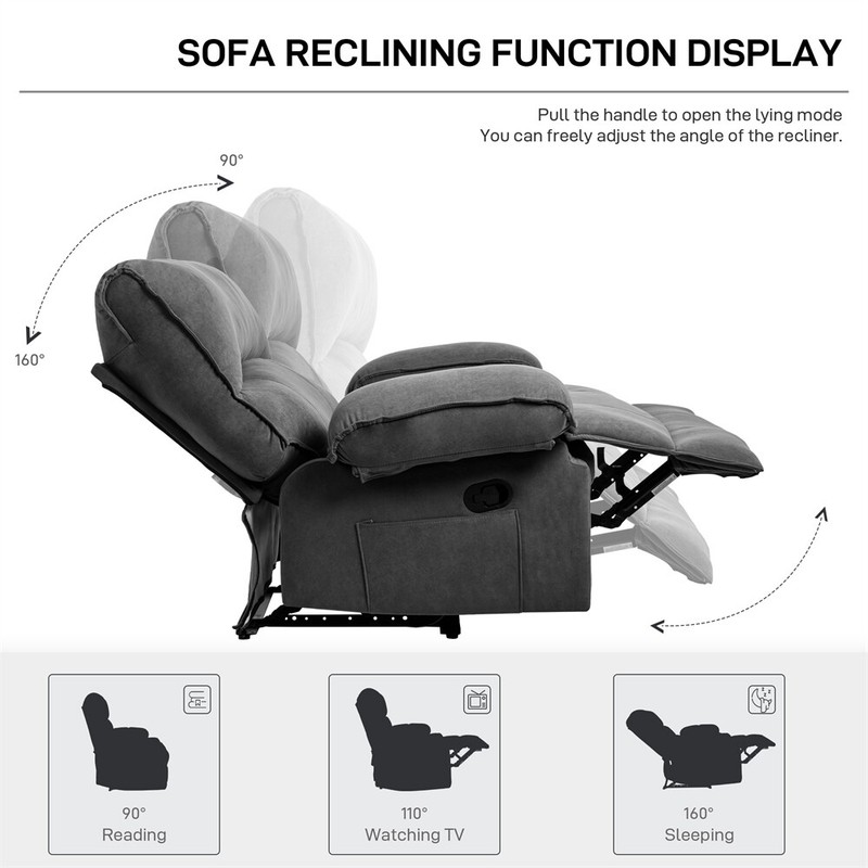 27.5" Oversized Manual Recliner Chair Sofa with Heating Vibration Capacity 350lb gallery