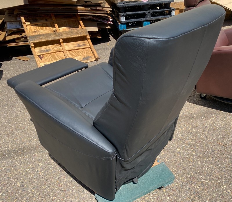 Fjords Oslo Swing Swivel Relaxer Manual Recliner Chair Black Nordic Leather LRG gallery