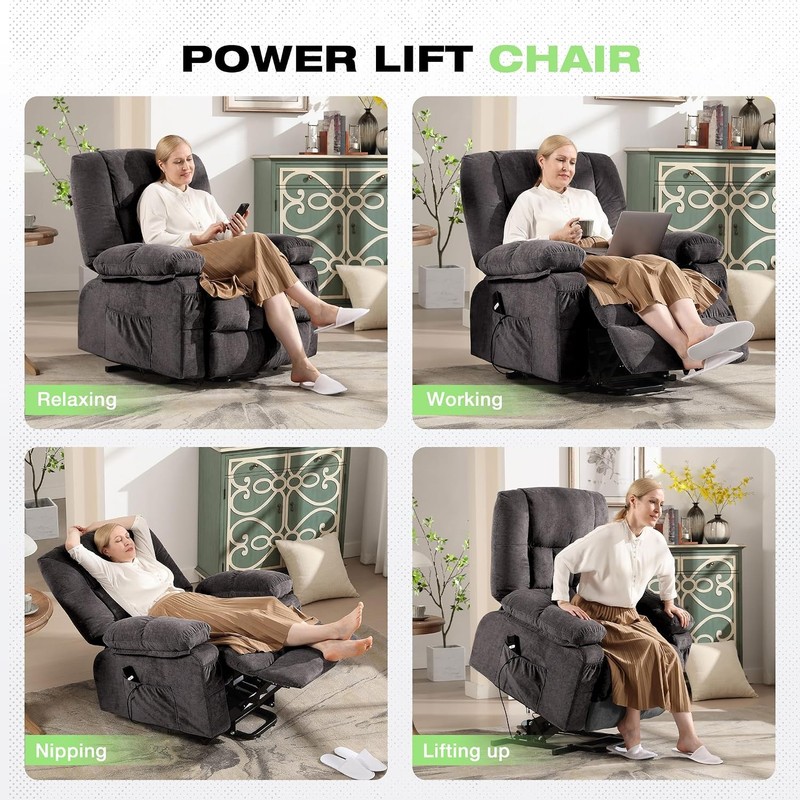 Power Lift Recliner Chair W/ Massage & Heat Elderly,Electric Lift Chair W/ USB gallery