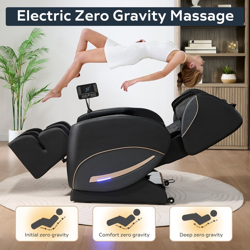 New Full Body Air Pressure Shiatsu Massage Chair Recliner ZERO GRAVITY Black gallery