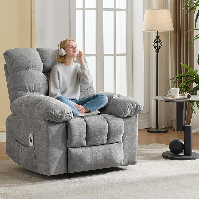 Wide Oversized Massage Recliner Rocking Chair with Heat Side Pockets Living Room gallery