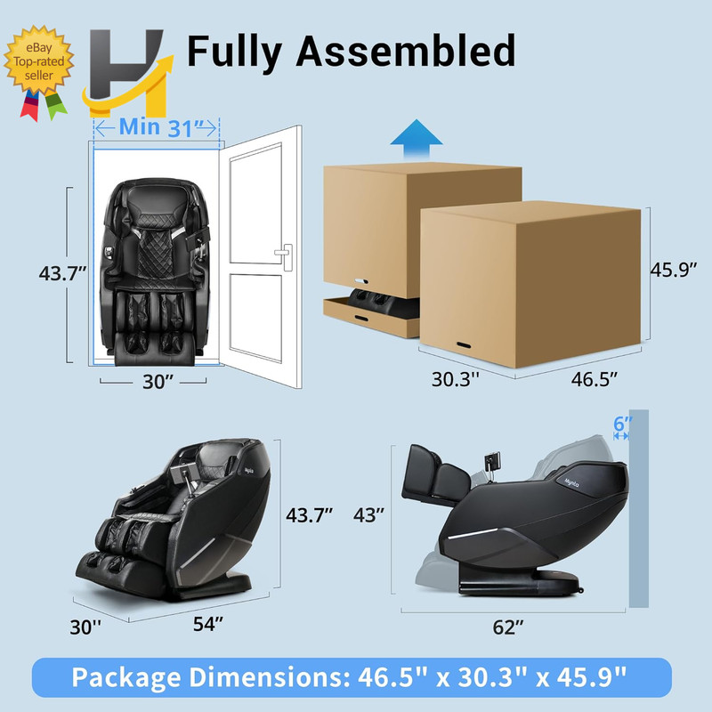 Zero Gravity Full Body Massage Chair Shiatsu 3D SL-Track Heated Recliner Black gallery