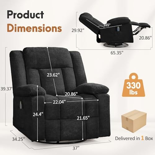 Korser Rocker Recliner Chair for Adults, 360° Swivel Rocker Recliner with gallery