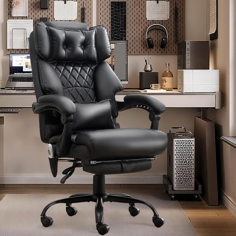 Massage Office Chair with Foot Rest, Points Vibration & Heat Executive Office Ch gallery
