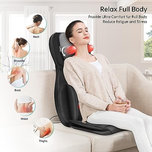Neck Back Massager with Heat, Full Body Massage Chair Pad, Black and Grey gallery