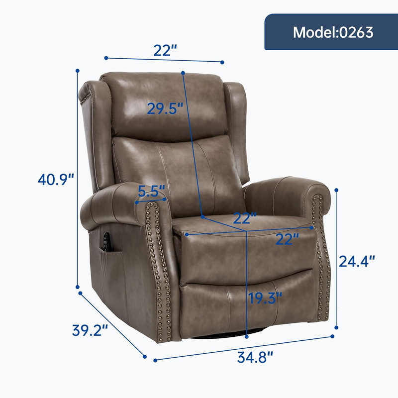 360° Swivel Recliner Chair with Heat & Massage for Ultimate Comfort, Grey gallery