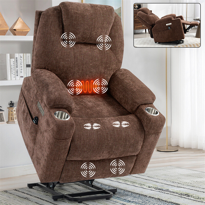 Up to 350 LBS Chenille Power Lift Recliner Chair Motion Mechanism with 8-Point