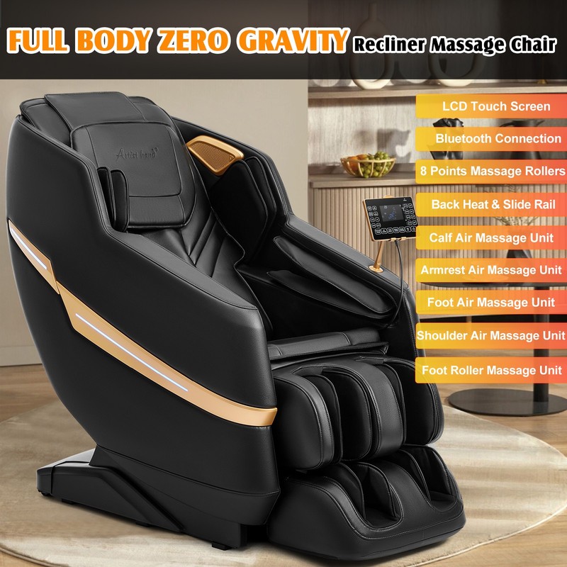 Brown/Black Full Body Zero Gravity Recline Massage Chair Shiatsu,Heat,FootRoller