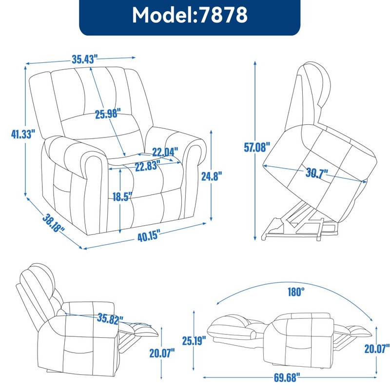FlexiSpot Elderly Power Lift Recliner Chair Sofa Massage and Heat Cup Holders gallery