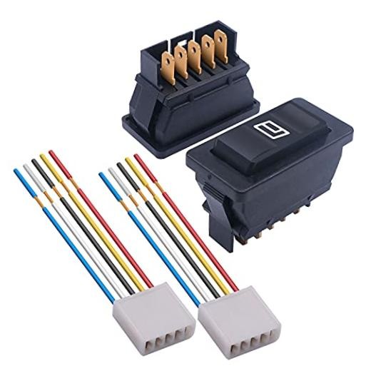 2Pcs 5 Pin Car Window Switch 12V 20A Control Power Window Lift Momentary LED