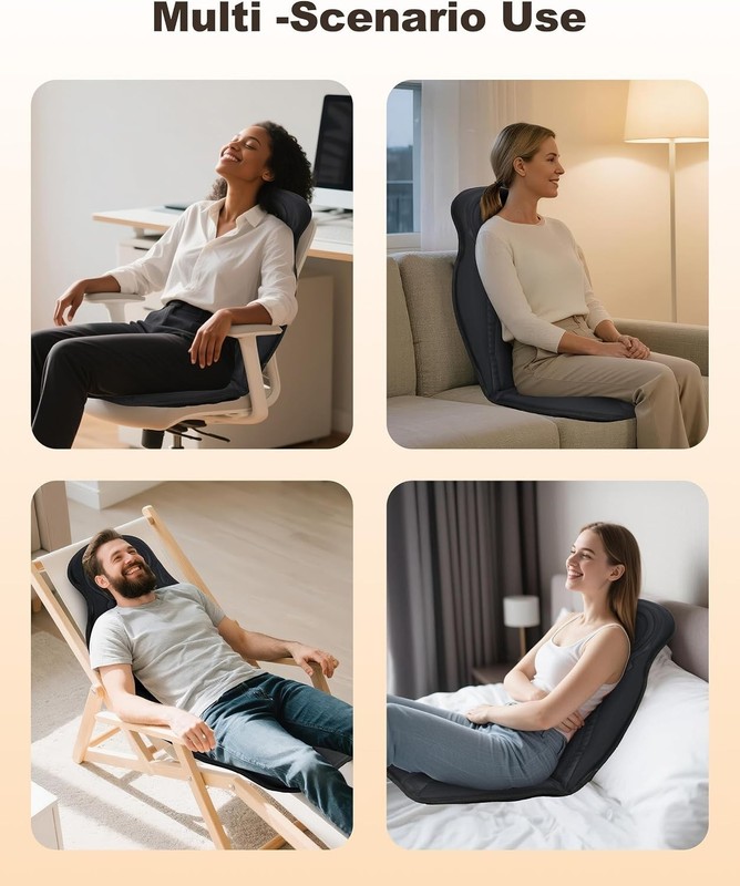 Luxurious Back Massager Chair Pad - 9 Motors, Folding & Whisper-Quiet Design gallery