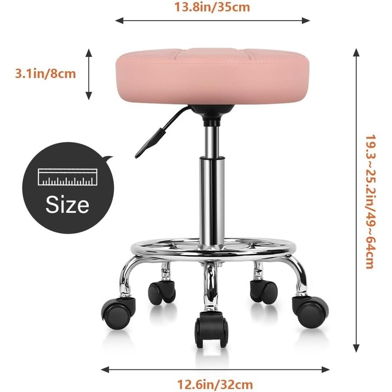 Comfortable Swivel Rolling Massage Stool W/ PU Leather Cushion Home Office gallery