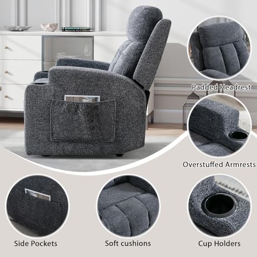 CANMOV Manual Recliner Chair with Massage and Heat, Soft Fabric Recliner Chair gallery